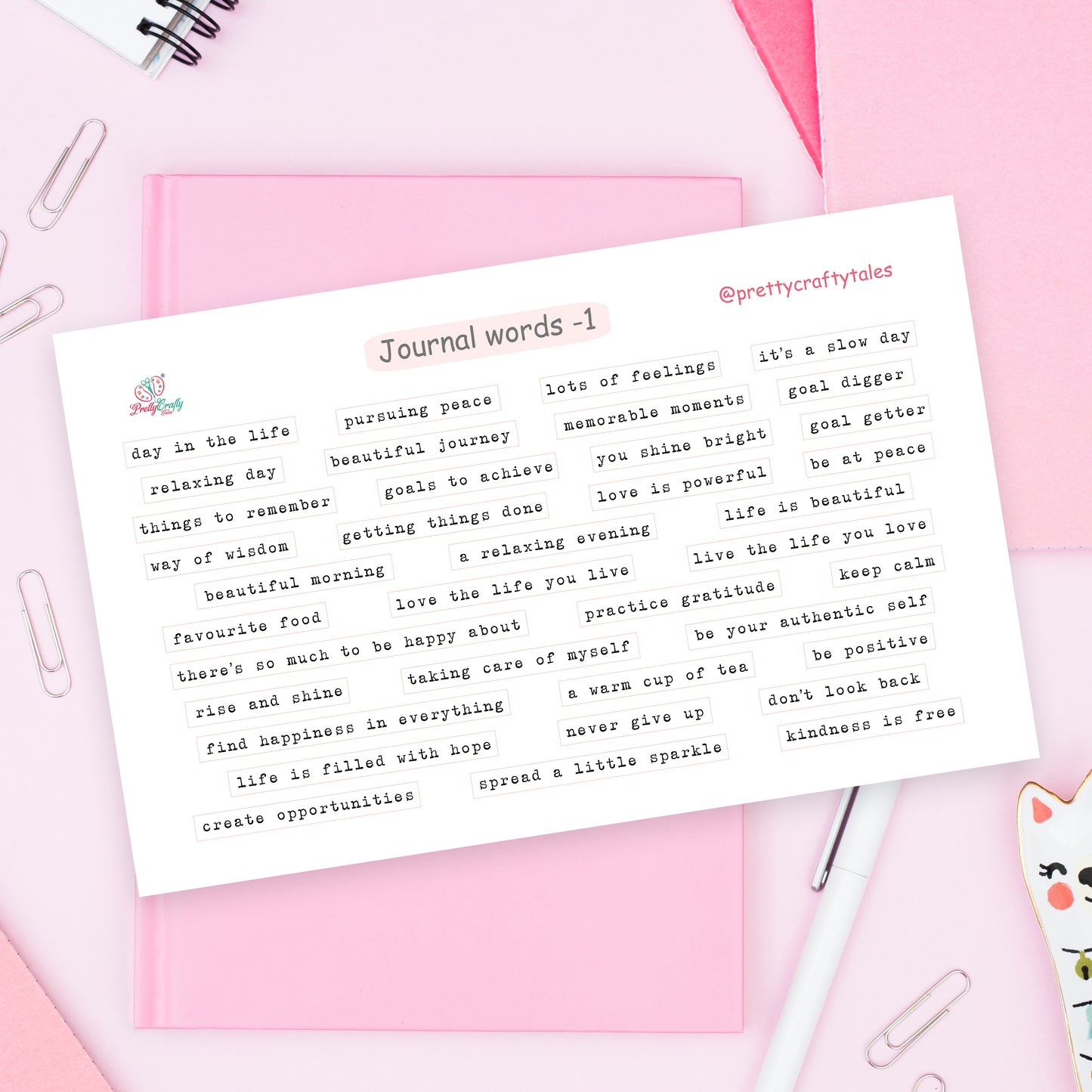 Journal words sticker set