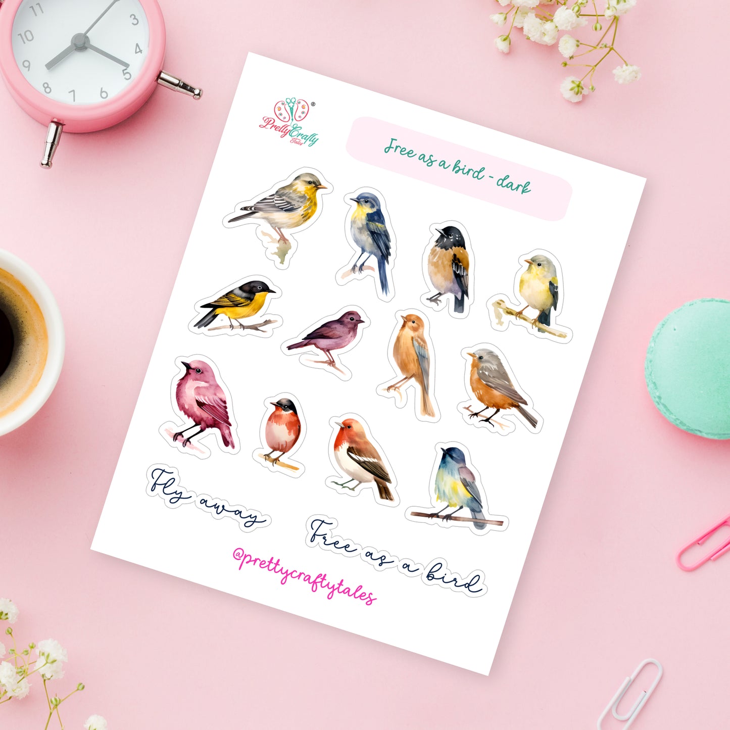 Free as a bird sticker set