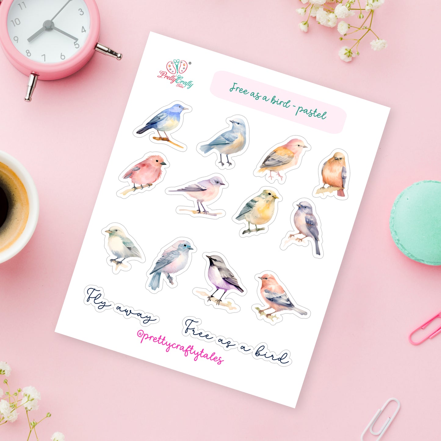 Free as a bird sticker set