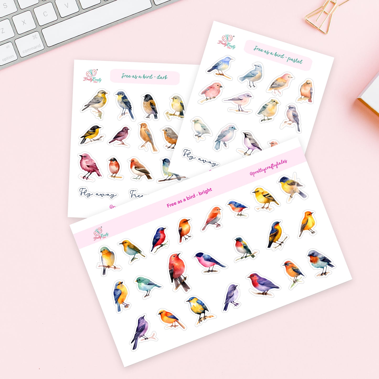 Free as a bird sticker set