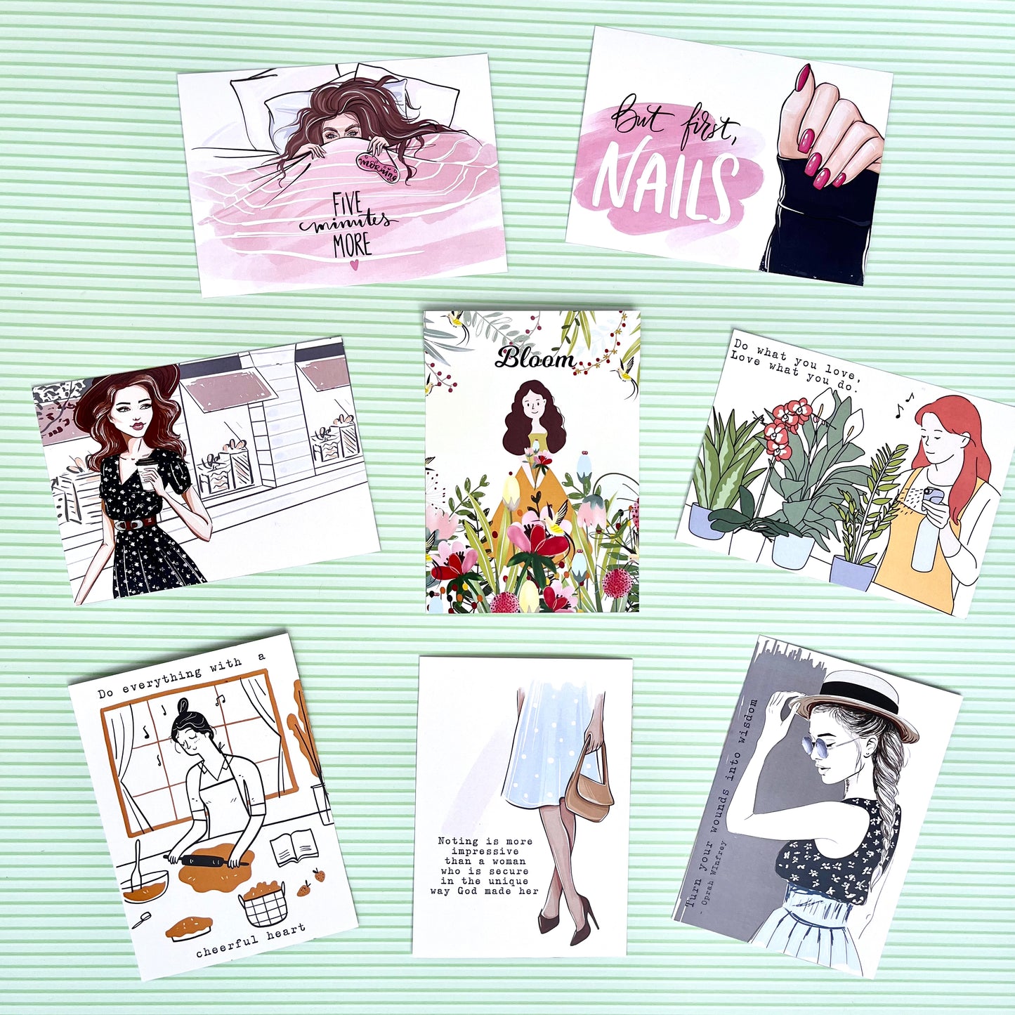 Women themed cards - printed elements