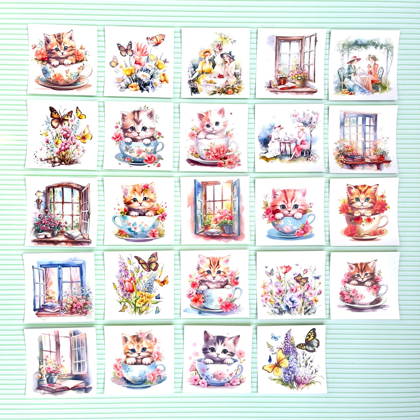 Sticker pack - Cats, Windows and florals