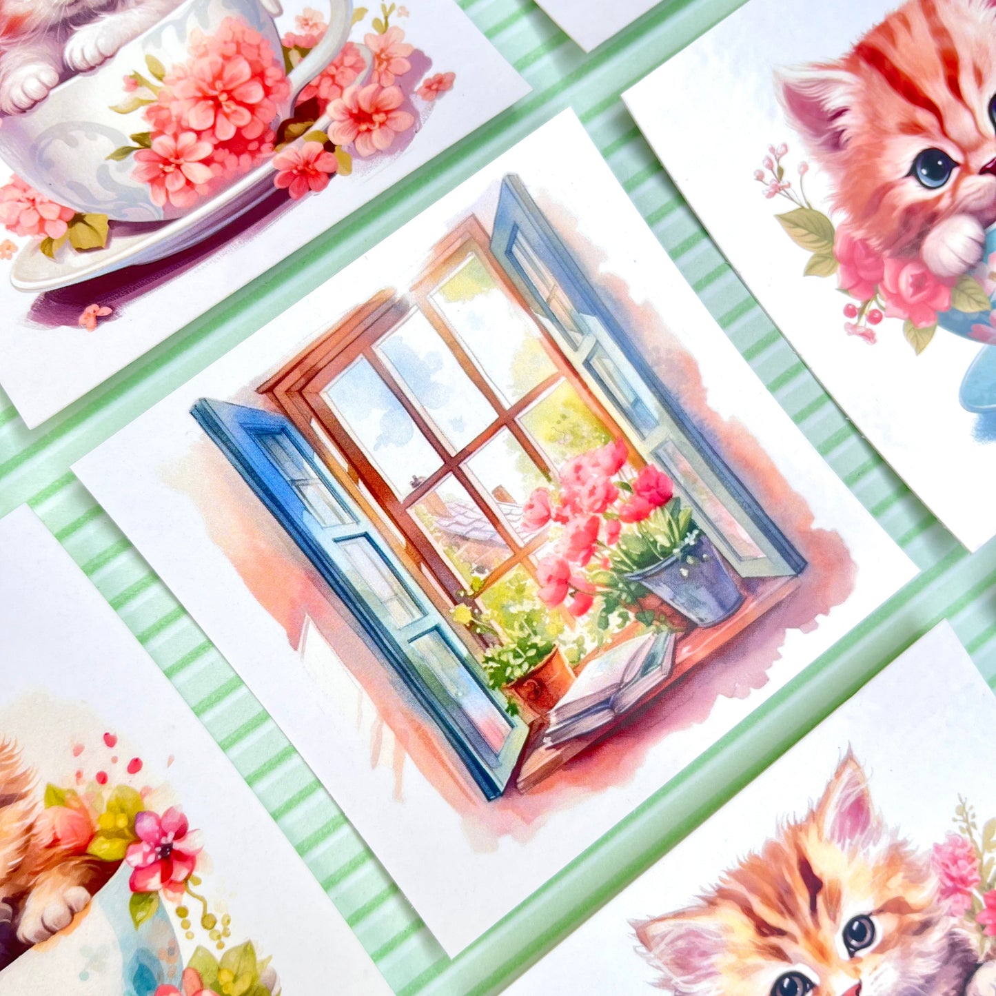 Sticker pack - Cats, Windows and florals